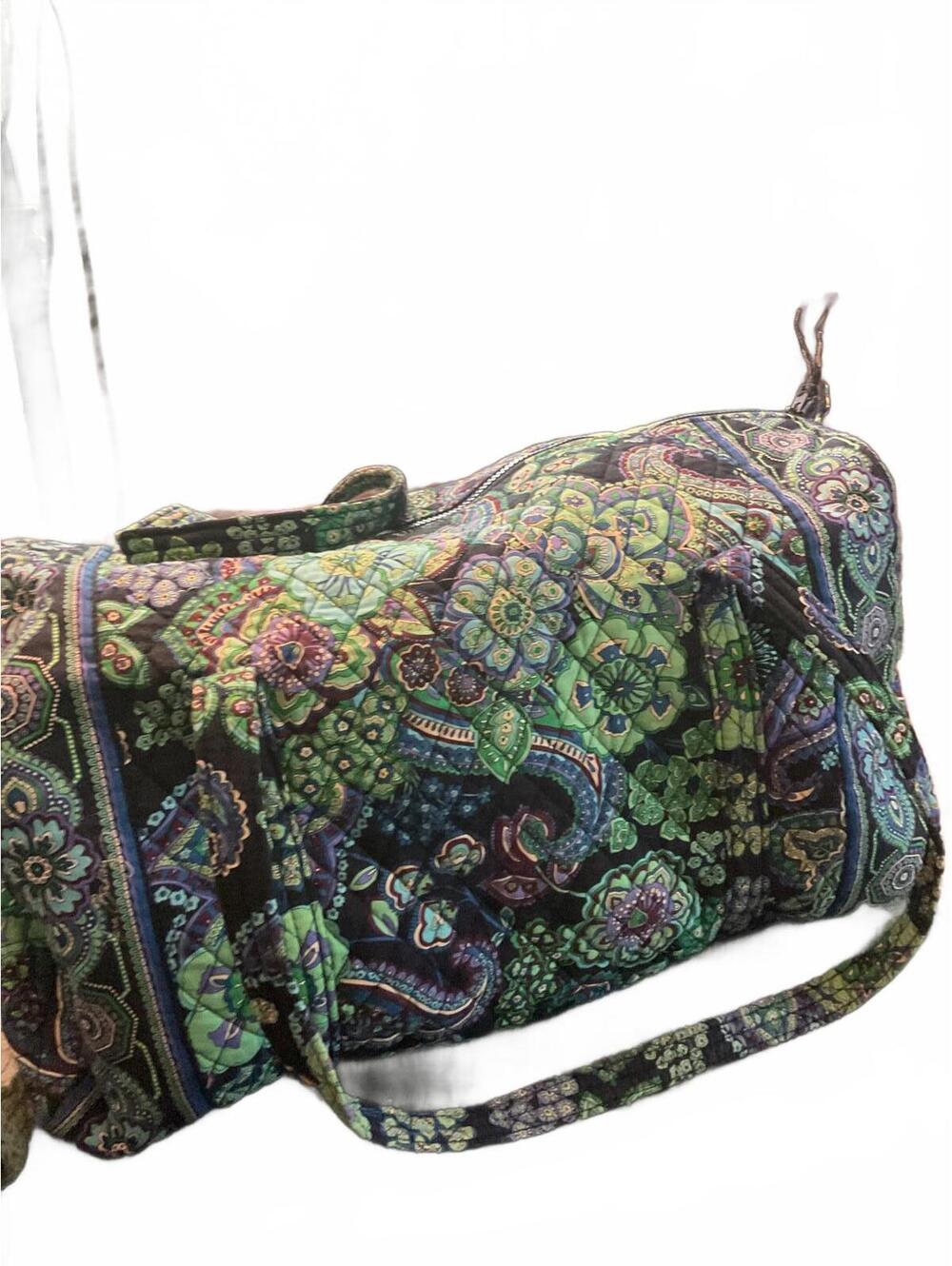 Vera Bradley Signature Travel Duffel Bag - Floral Green & Purple - Picture 4 of 12